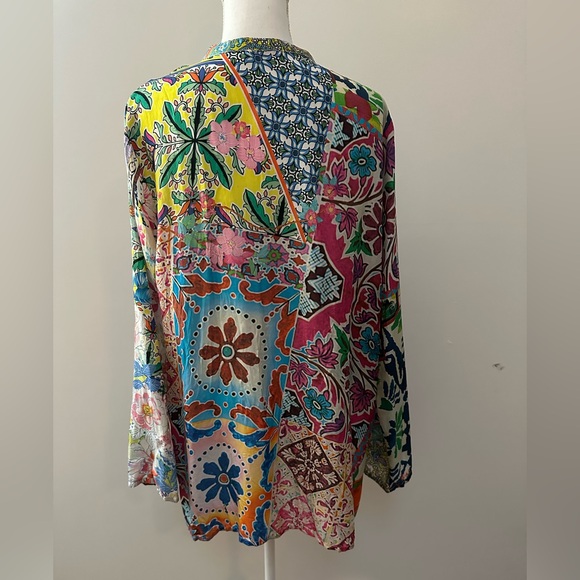 Johnny Was Belinda Silk Tunic XL NWOT multi print silk - Picture 5 of 14